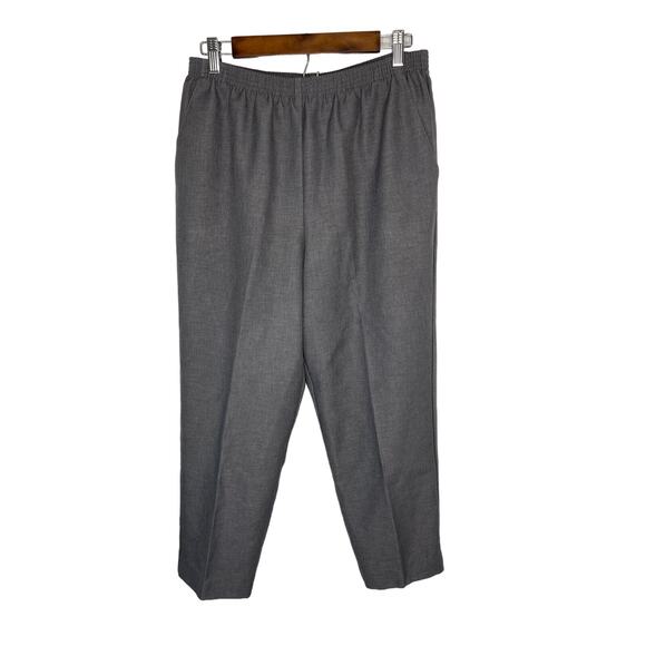 Alfred Dunner slacks pants trousers women's 12 GRAY elastic waist pull on slash - Picture 1 of 12